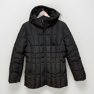 Calvin Klein women's hooded black puffer down Feather coat full zip small